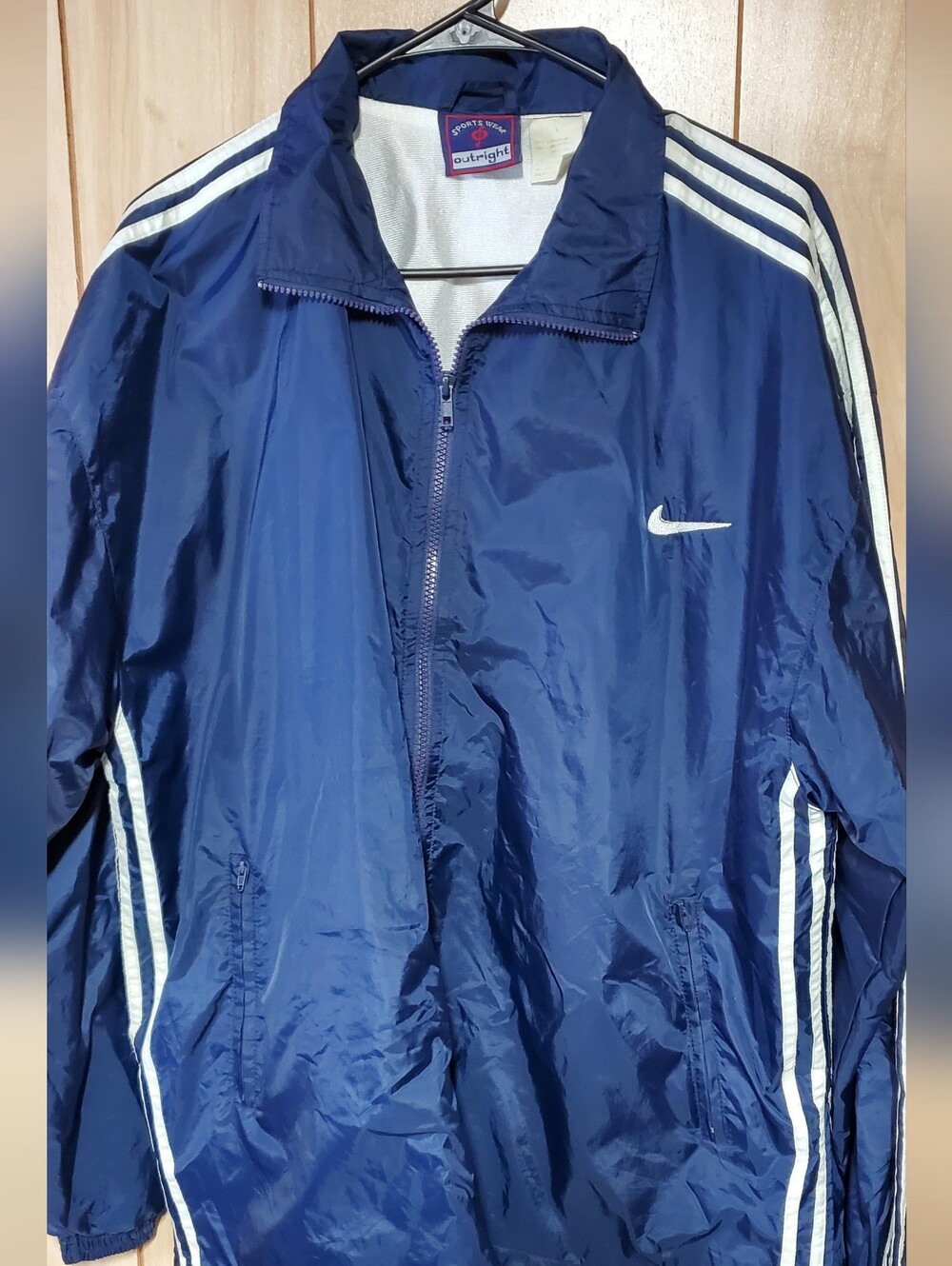 Vintage Outright Sports Wear Nike Swoosh Navy & White Windbreaker Large